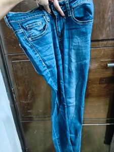 Navy Blue Jeans With Faded Style