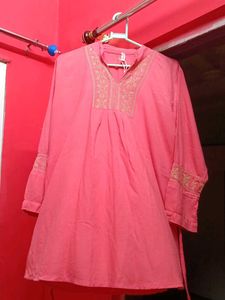 Coral Embroidered Tunic