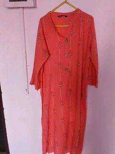 peachl Floral Print Kurta  plazo