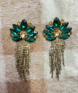 Emerald Rhinestone Dangle Earrings