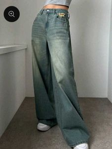 Wide Leg Distressed Denim Jeans