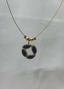 Blue &amp; Gold Pendant Necklace