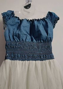 Blue Floral Layered Party Gown