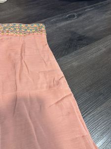 Peach Embroidered Kurti Pant Set