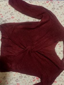 Burgundy Knotted Back Sweater