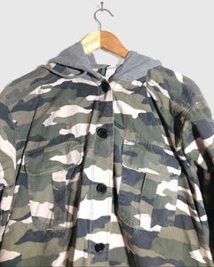 H&amp;M Divided Hooded Camo Shirt Shacket