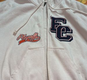 White &amp; Orange Zip-Up Hoodie