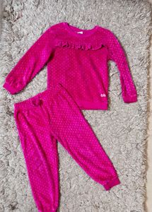 Babyhug Velvet Pink Girls Set