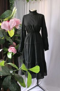 High Neck Black Dress