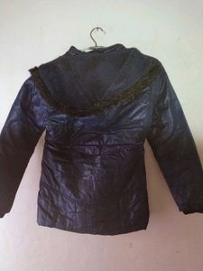 Blue Hooded Puffer Coat