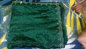 New Elegant Green Saree with attached blouse piece