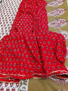 Red Printed Ethnic Skirt