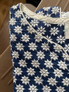 Blue And White Straight Short Kurta
