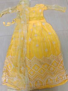 Yellow Embroidered Lehenga Choli Set