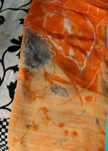 Orange Floral Dupatta