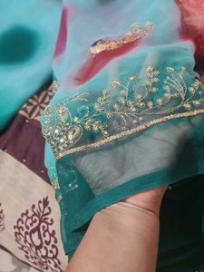 Elegant Peacock Embroidered Saree