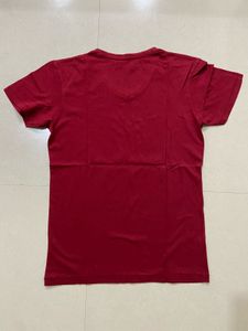 Wrangler Maroon V-Neck T-Shirt