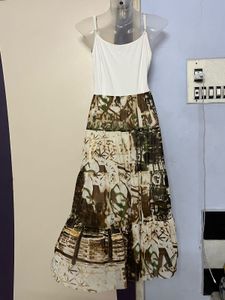 Pintrest Korean Tiered New York Print One Piece