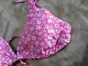 Pink Floral Bikini Top