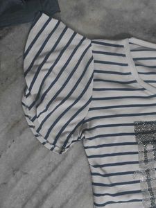 Striped Tee with 'N' Detail