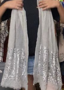 Grey Stole With Sequins