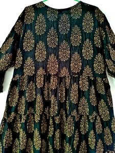 Black Angrakha Printed Cotton Heavy Gown ✨🍂