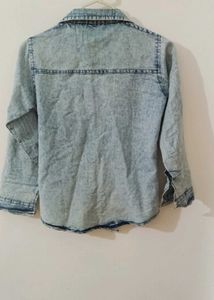 Women&#39;s acid wash denim-style Overcoat