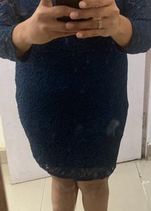 Net Navy Blue Short Dress