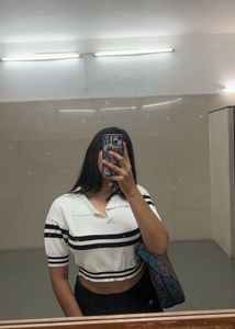 B&amp;w Cute Crop Top 👀❤️