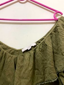 Olive Ruffle Top Bust till 46 length 23