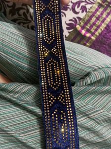 Navy Blue Velvet Stone Lace