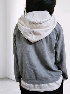Grey Hoodie Double Drawstring