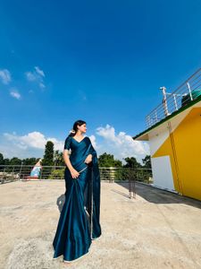 Inddus Solid Saree With Embellished Border