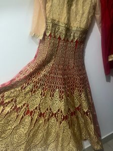 wedding gown red and goldne colour