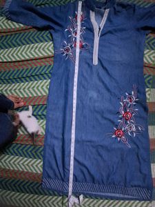 Embroidered Denim Tunic