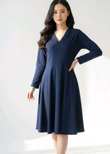 Elegant Navy Blue Midi Dress