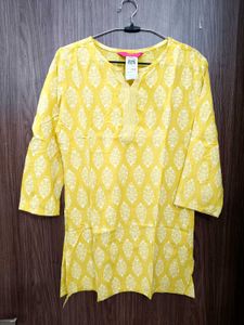 Yellow Printed Kurta