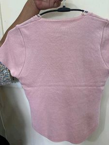 Pink Lace Trim Top