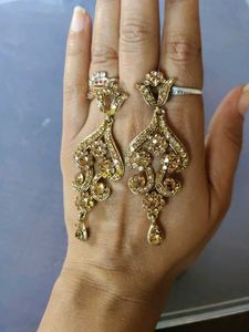 Sparkling Gold Stone Earrings