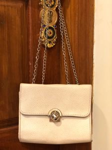 White Sling Bag With Adjustable Chain