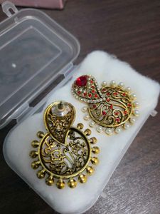 Red &amp; Gold Earrings