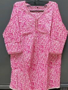 Pink Floral Print Tunic Top