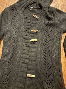 Stylish Black Knit Cardigan (buttons missing)