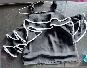 Black Cute Off Shoulder Strap Top.