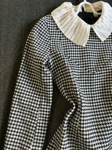Women Houndstooth Fit &amp; Flare Dress