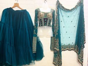 Green Embroidery & Zardozi Work Lehengacholi