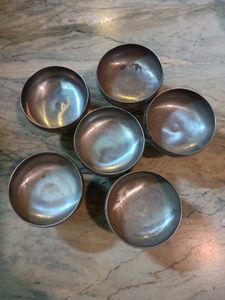 six vintage Peterhof stainless steel cups