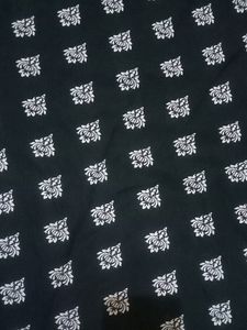 New Black Floral Print Straight Kurti