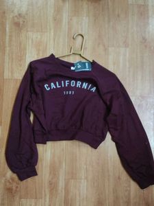 It Is A Cool, Pretty Croped Sweat Shirt ,Maroon