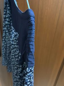 H&amp;M Floral Print Top - Navy Blue